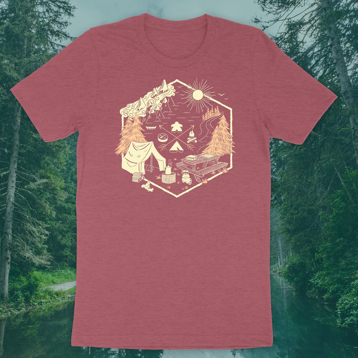 Camping & Board Games - Adult T-Shirt