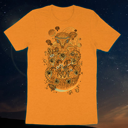 Heather marmalade science fiction rpg dice artwork t-shirt