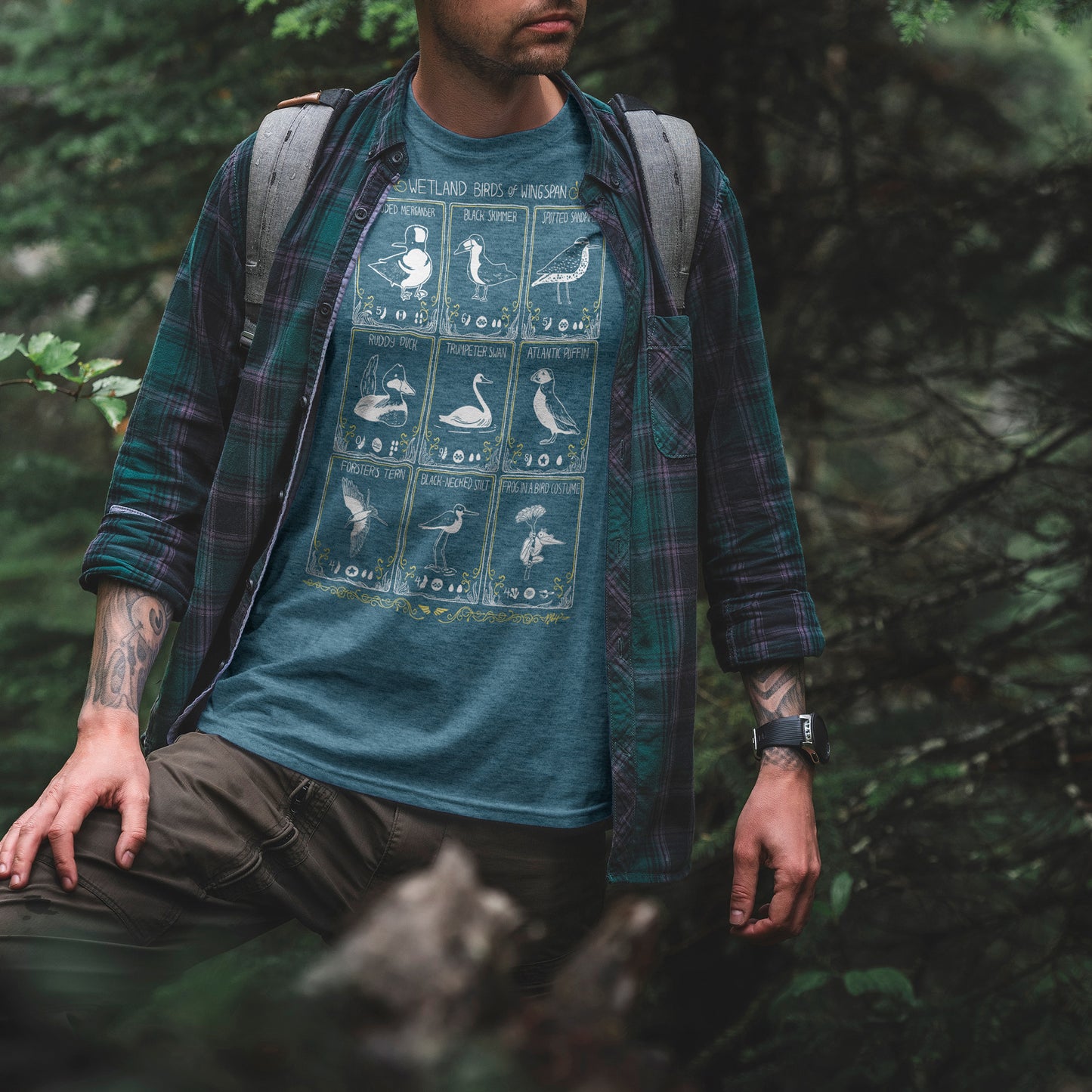 PRE-ORDER CLOSED: Wingspan Board Game T-Shirt - 'Wetland Birds of Wingspan' - Limited Collector's Edition